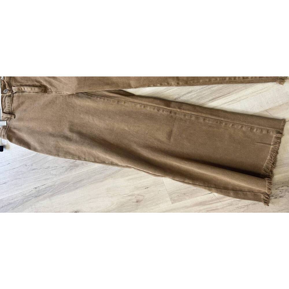 NEW VANILLA MONKEY women's acid washed high waist frayed hem straight pants in d